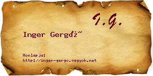 Inger Gergő névjegykártya